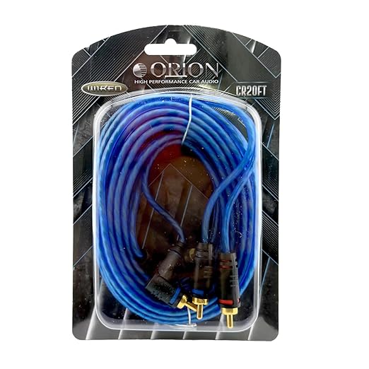 ORION Wired CR20FT (20-Ft Blue) 2 Channel RCA Male to RCA Male Stereo Car Audio Cable