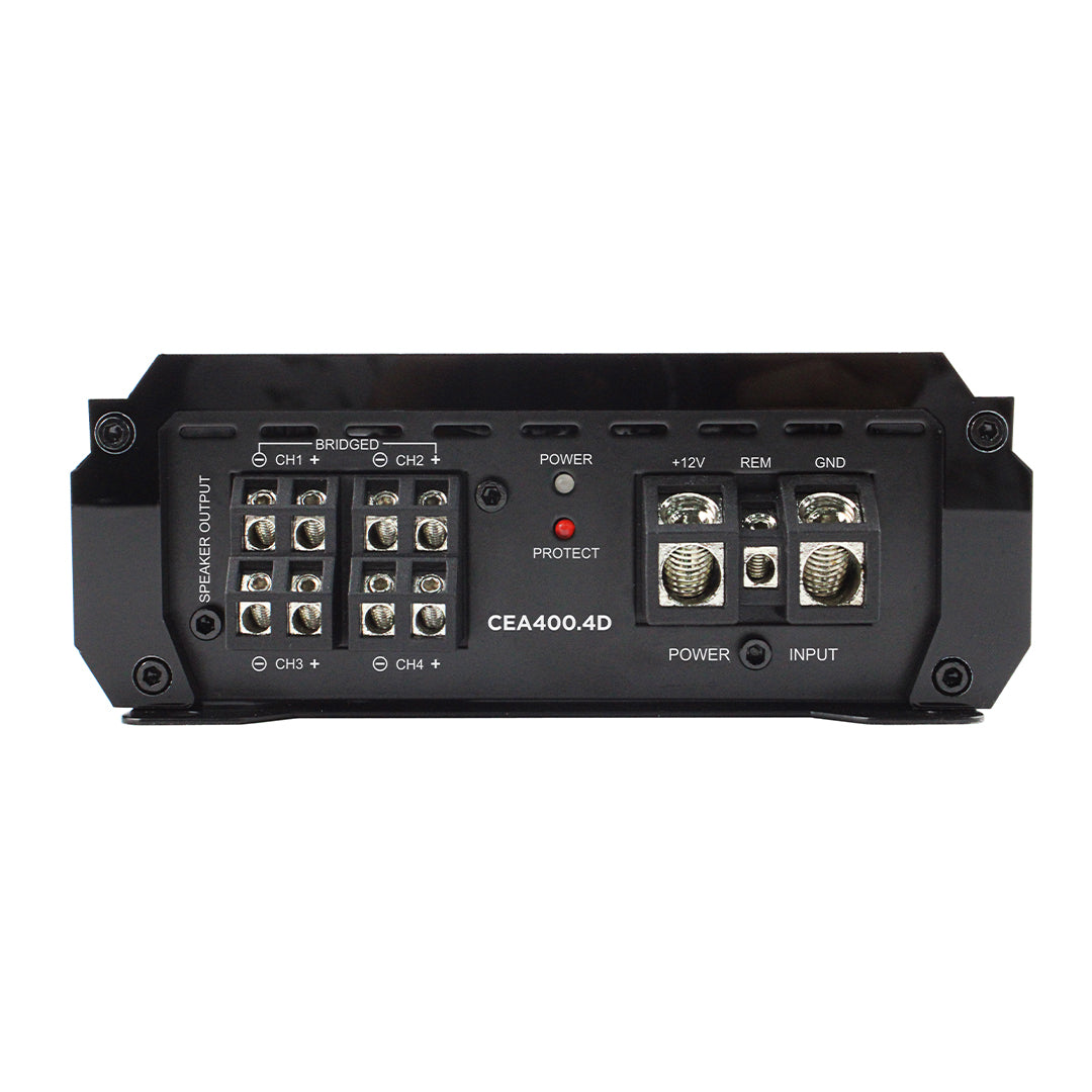 ORION audio amplifier with various connectors on a white background