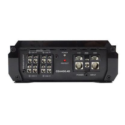 ORION audio amplifier with various connectors on a white background