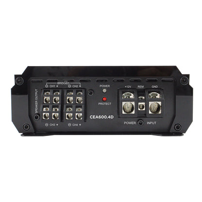 ORION Car Audio Black audio amplifier with various connectors on a white background