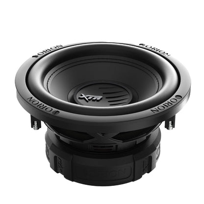 Back view of Orion XTR8D4 8 inch subwoofer highlighting 1400W peak power magnet design
